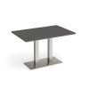 Eros rectangular dining table with flat brushed steel rectangular base and twin uprights 1200mm x 800mm - Onyx Grey - EDR1200-BS-OG