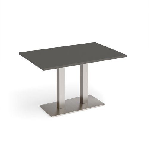 Eros rectangular dining table with flat brushed steel rectangular base and twin uprights 1200mm x 800mm - Onyx Grey - EDR1200-BS-OG