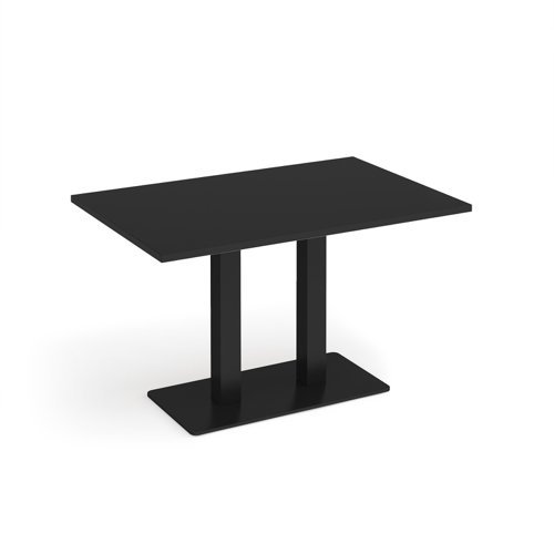 Eros rectangular dining table with flat black rectangular base and twin uprights 1200mm x 800mm - Black - EDR1200-K-BK