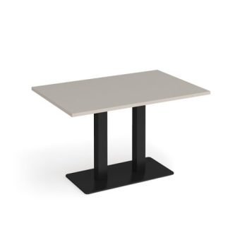 Eros rectangular dining table with flat black rectangular base and twin uprights 1200mm x 800mm - Light Grey - EDR1200-K-LG