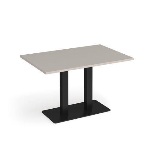 Eros rectangular dining table with flat black rectangular base and twin uprights 1200mm x 800mm - Light Grey - EDR1200-K-LG