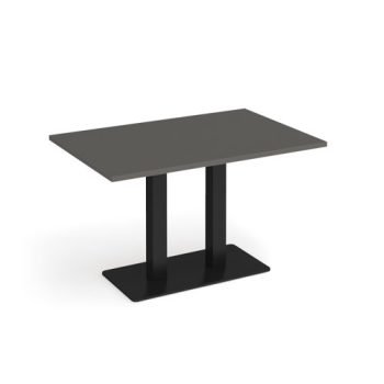 Eros rectangular dining table with flat black rectangular base and twin uprights 1200mm x 800mm - Onyx Grey - EDR1200-K-OG