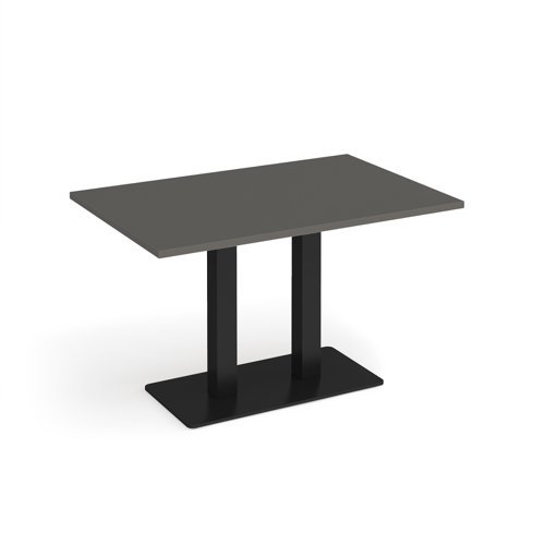 Eros rectangular dining table with flat black rectangular base and twin uprights 1200mm x 800mm - Onyx Grey - EDR1200-K-OG