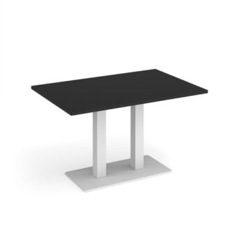 Eros rectangular dining table with flat white rectangular base and twin uprights 1200mm x 800mm - Black - EDR1200-WH-BK