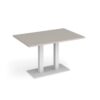Eros rectangular dining table with flat white rectangular base and twin uprights 1200mm x 800mm - Light Grey - EDR1200-WH-LG