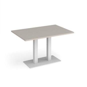 Eros rectangular dining table with flat white rectangular base and twin uprights 1200mm x 800mm - Light Grey - EDR1200-WH-LG
