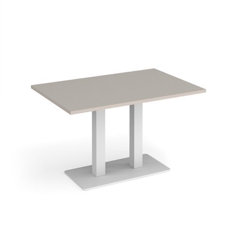 Eros rectangular dining table with flat white rectangular base and twin uprights 1200mm x 800mm - Light Grey - EDR1200-WH-LG