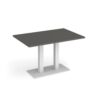 Eros rectangular dining table with flat white rectangular base and twin uprights 1200mm x 800mm - Onyx Grey - EDR1200-WH-OG