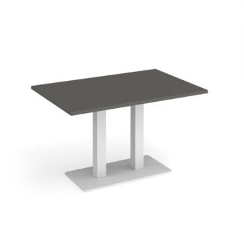 Eros rectangular dining table with flat white rectangular base and twin uprights 1200mm x 800mm - Onyx Grey - EDR1200-WH-OG
