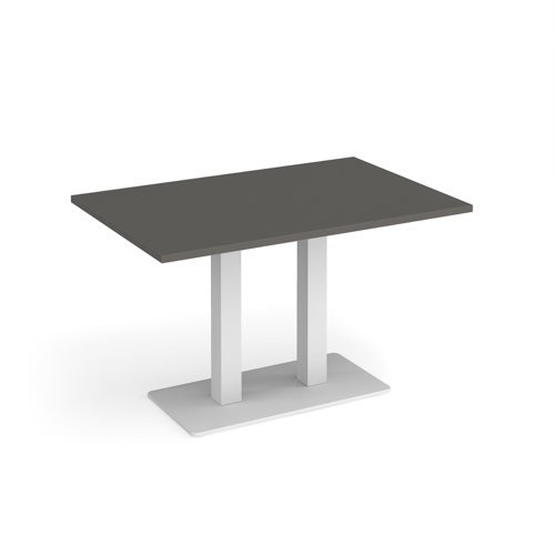 Eros rectangular dining table with flat white rectangular base and twin uprights 1200mm x 800mm - Onyx Grey - EDR1200-WH-OG