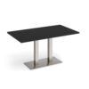 Eros rectangular dining table with flat brushed steel rectangular base and twin uprights 1400mm x 800mm - Black - EDR1400-BS-BK
