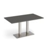 Eros rectangular dining table with flat brushed steel rectangular base and twin uprights 1400mm x 800mm - Onyx Grey - EDR1400-BS-OG