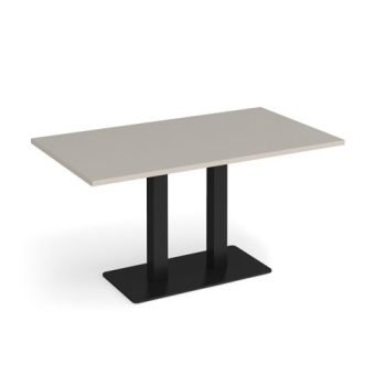Eros rectangular dining table with flat black rectangular base and twin uprights 1400mm x 800mm - Light Grey - EDR1400-K-LG