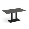 Eros rectangular dining table with flat black rectangular base and twin uprights 1400mm x 800mm - Onyx Grey - EDR1400-K-OG