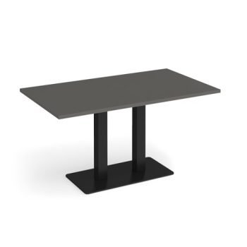Eros rectangular dining table with flat black rectangular base and twin uprights 1400mm x 800mm - Onyx Grey - EDR1400-K-OG