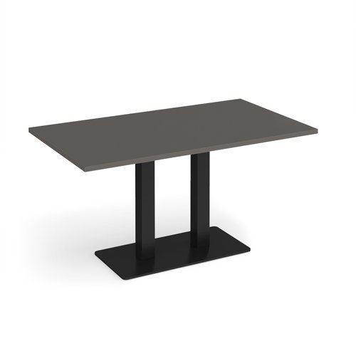 Eros rectangular dining table with flat black rectangular base and twin uprights 1400mm x 800mm - Onyx Grey - EDR1400-K-OG