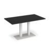 Eros rectangular dining table with flat white rectangular base and twin uprights 1400mm x 800mm - Black - EDR1400-WH-BK