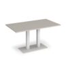 Eros rectangular dining table with flat white rectangular base and twin uprights 1400mm x 800mm -Light Grey - EDR1400-WH-LG