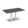 Eros rectangular dining table with flat white rectangular base and twin uprights 1400mm x 800mm - Onyx Grey - EDR1400-WH-OG