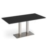 Eros rectangular dining table with flat brushed steel rectangular base and twin uprights 1600mm x 800mm - Black - EDR1600-BS-BK