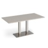 Eros rectangular dining table with flat brushed steel rectangular base and twin uprights 1600mm x 800mm - Light Grey - EDR1600-BS-LG