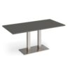 Eros rectangular dining table with flat brushed steel rectangular base and twin uprights 1600mm x 800mm - Onyx Grey - EDR1600-BS-OG