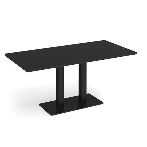 Eros rectangular dining table with flat black rectangular base and twin uprights 1600mm x 800mm - Black - EDR1600-K-BK
