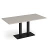 Eros rectangular dining table with flat black rectangular base and twin uprights 1600mm x 800mm - Light Grey - EDR1600-K-LG