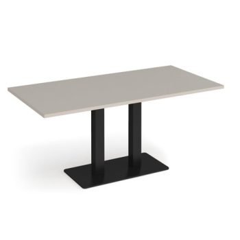 Eros rectangular dining table with flat black rectangular base and twin uprights 1600mm x 800mm - Light Grey - EDR1600-K-LG