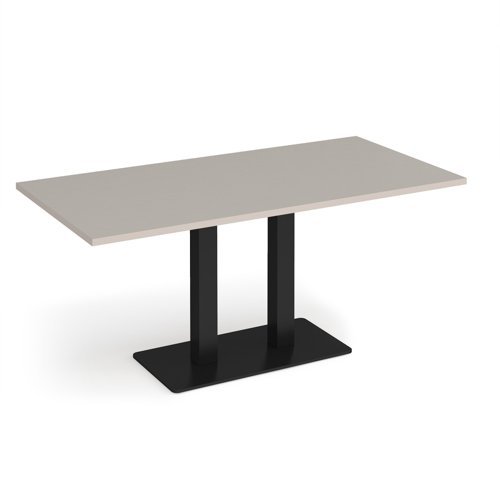 Eros rectangular dining table with flat black rectangular base and twin uprights 1600mm x 800mm - Light Grey - EDR1600-K-LG