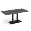Eros rectangular dining table with flat black rectangular base and twin uprights 1600mm x 800mm - Onyx Grey - EDR1600-K-OG