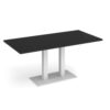 Eros rectangular dining table with flat white rectangular base and twin uprights 1600mm x 800mm - Black - EDR1600-WH-BK