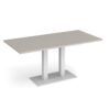 Eros rectangular dining table with flat white rectangular base and twin uprights 1600mm x 800mm - Light Grey - EDR1600-WH-LG