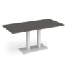 Eros rectangular dining table with flat white rectangular base and twin uprights 1600mm x 800mm - Onyx Grey - EDR1600-WH-OG