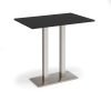 Eros rectangular poseur table with flat brushed steel rectangular base and twin uprights 1200mm x 800mm - Black - EPR1200-BS-BK