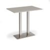 Eros rectangular poseur table with flat brushed steel rectangular base and twin uprights 1200mm x 800mm -Light Grey - EPR1200-BS-LG