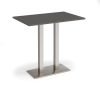Eros rectangular poseur table with flat brushed steel rectangular base and twin uprights 1200mm x 800mm - Onyx Grey - EPR1200-BS-OG