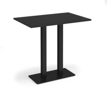 Eros rectangular poseur table with flat black rectangular base and twin uprights 1200mm x 800mm - Black - EPR1200-K-BK