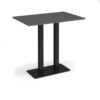 Eros rectangular poseur table with flat black rectangular base and twin uprights 1200mm x 800mm - Onyx Grey - EPR1200-K-OG
