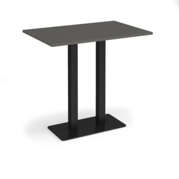 Eros rectangular poseur table with flat black rectangular base and twin uprights 1200mm x 800mm - Onyx Grey - EPR1200-K-OG