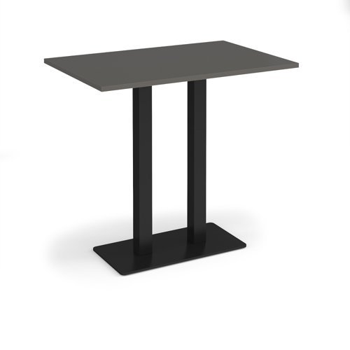 Eros rectangular poseur table with flat black rectangular base and twin uprights 1200mm x 800mm - Onyx Grey - EPR1200-K-OG