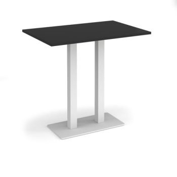 Eros rectangular poseur table with flat white rectangular base and twin uprights 1200mm x 800mm - Black - EPR1200-WH-BK