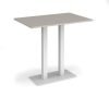 Eros rectangular poseur table with flat white rectangular base and twin uprights 1200mm x 800mm - Light Grey - EPR1200-WH-LG
