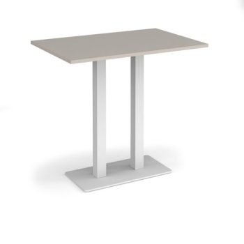 Eros rectangular poseur table with flat white rectangular base and twin uprights 1200mm x 800mm - Light Grey - EPR1200-WH-LG