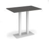 Eros rectangular poseur table with flat white rectangular base and twin uprights 1200mm x 800mm - Onyx Grey - EPR1200-WH-OG