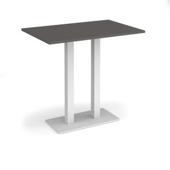 Eros rectangular poseur table with flat white rectangular base and twin uprights 1200mm x 800mm - Onyx Grey - EPR1200-WH-OG