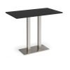 Eros rectangular poseur table with flat brushed steel rectangular base and twin uprights 1400mm x 800mm -Black - EPR1400-BS-BK