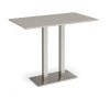Eros rectangular poseur table with flat brushed steel rectangular base and twin uprights 1400mm x 800mm - Light Grey - EPR1400-BS-LG