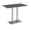 Eros rectangular poseur table with flat brushed steel rectangular base and twin uprights 1400mm x 800mm - onyx Grey - EPR1400-BS-OG