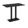Eros rectangular poseur table with flat black rectangular base and twin uprights 1400mm x 800mm -Black - EPR1400-K-BK